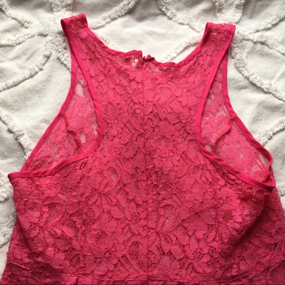 ✨sold✨Hot Pink Lace Dress - Picture 3 of 3